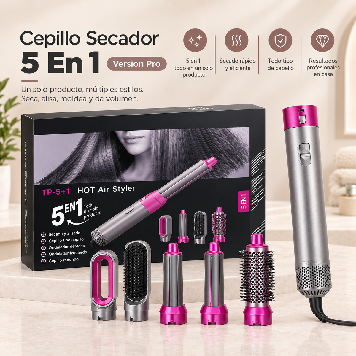 Cepillo Secador 5 En 1