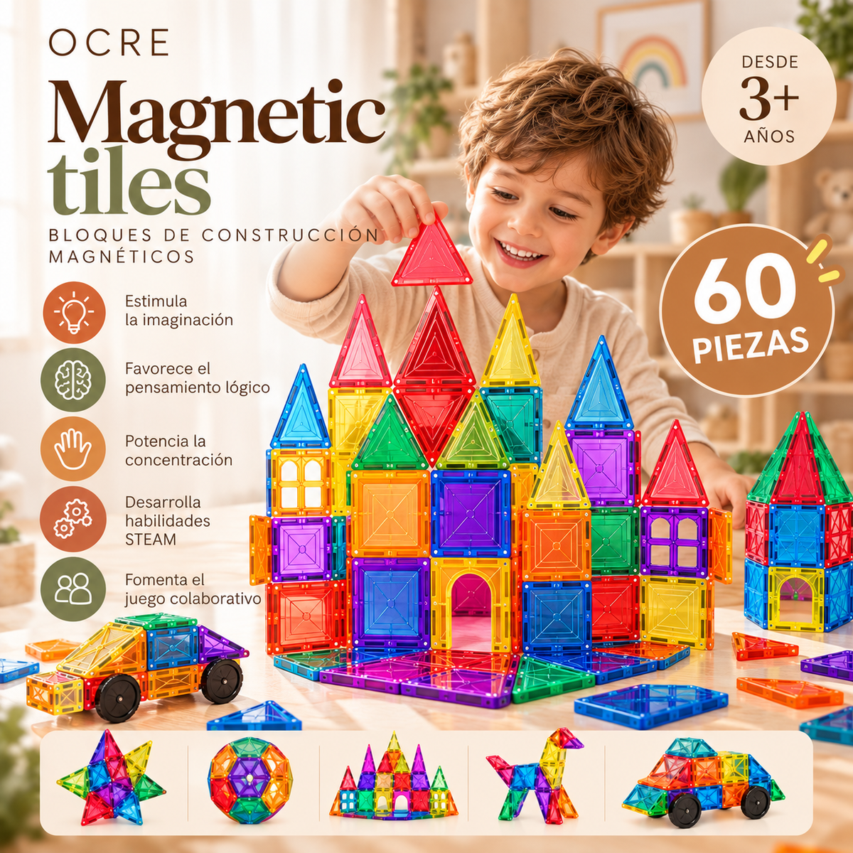 Magnetic Tiles 60 piezas